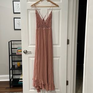Free People rose strappy maxi dress